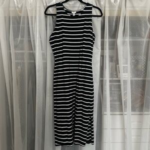 a new day | Racerback Fitted Midi Dress, Black and White  Stripes